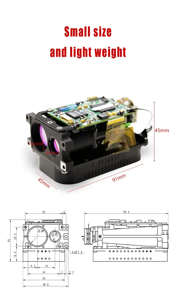 High Performance Small Size Light Weight Hunting Eye-safe Fiber Optic  Range Finder Sensor Arduino