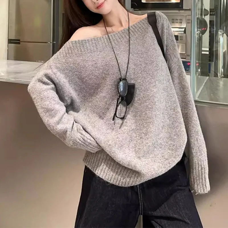 เสื้อสเวตเตอร์ไหมพรมแขนยาว คอวี ผู้หญิง ทรงหลวม สไตล์ลำลอง ยืดได้เล็กน้อย เหมาะสำหรับฤดูใบไม้ร่วง