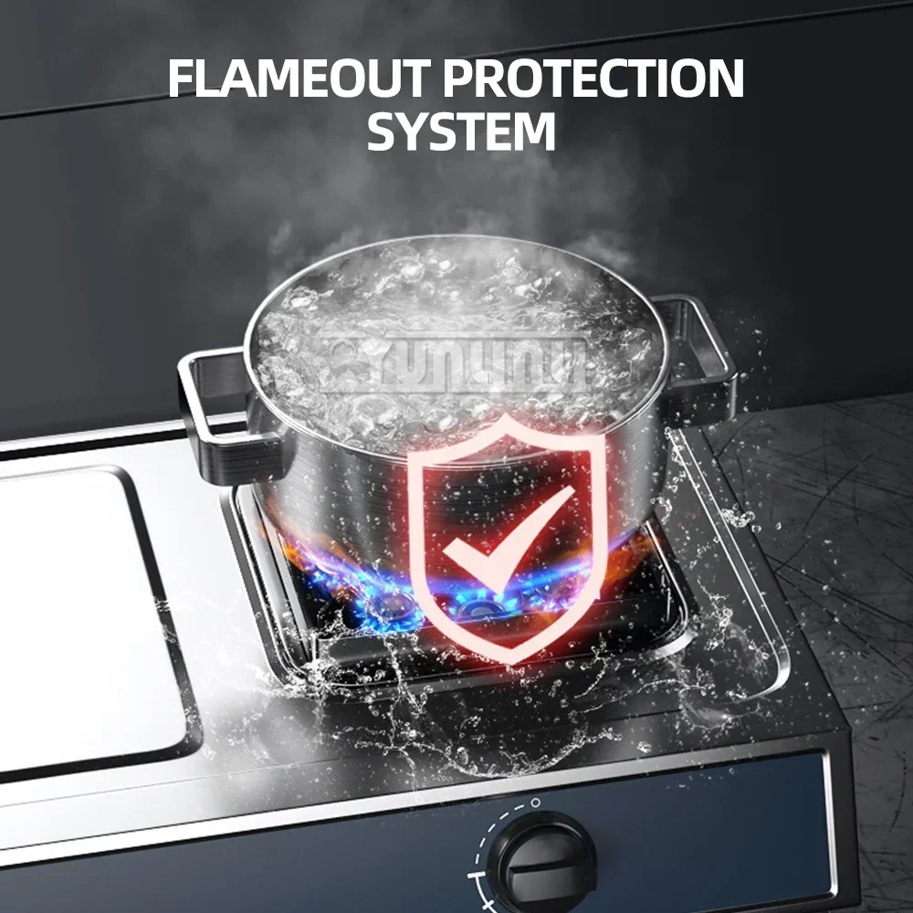 Desktop Stainless Steel Double Stove Household Bench Top Strong Fire Liquefied Natural Gas Stove