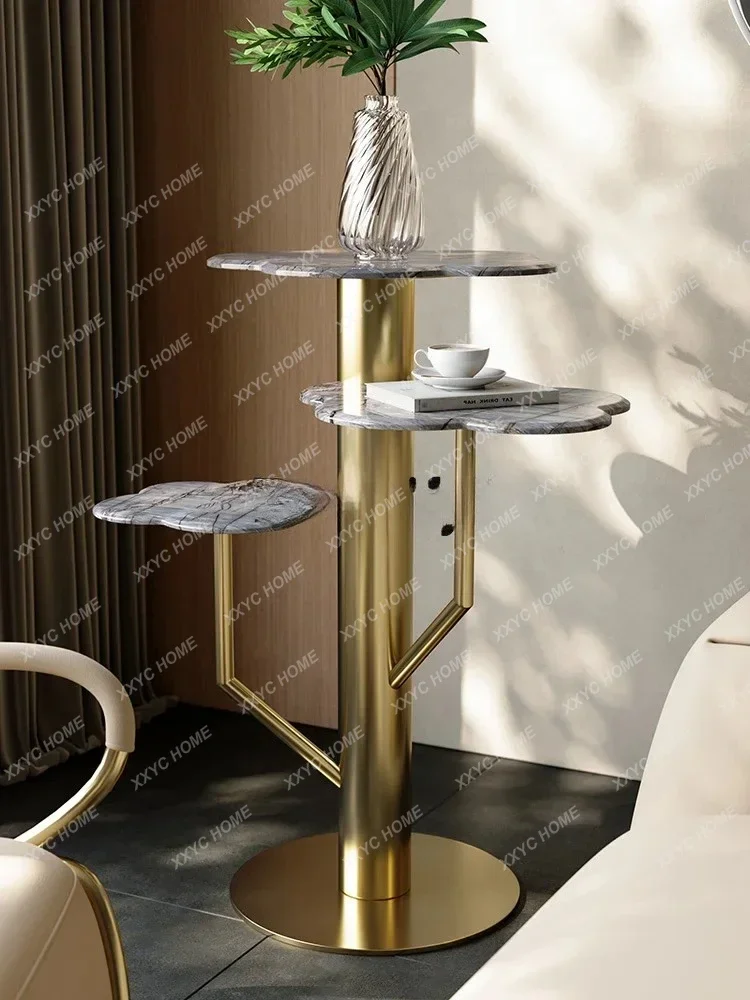 A  Natural Marble High-end Flower Stand, Simple Modern Living Room Decoration Display Stand