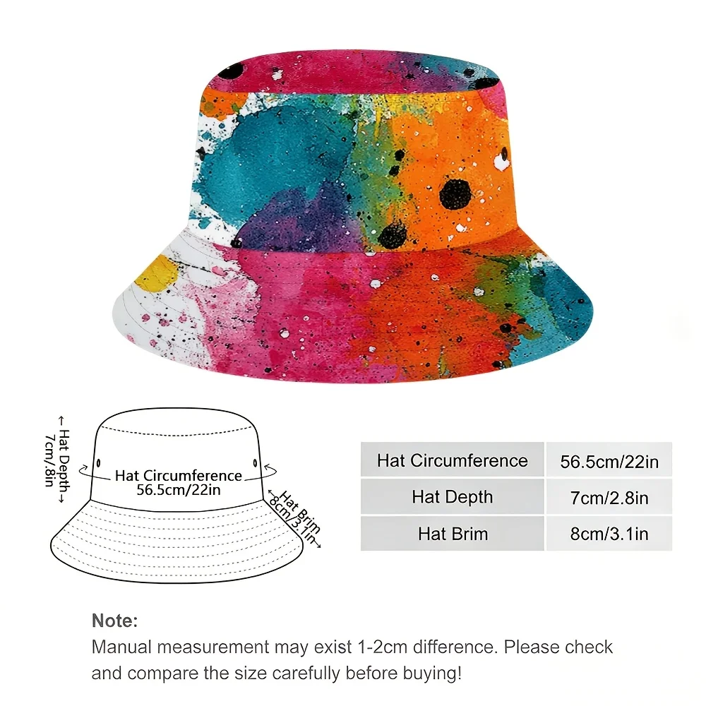Custom A Creative And Stylish Colorful Splatter Graffiti Patterned Bucket Hat Suitable for Both Men And Women, Made of High-Qual