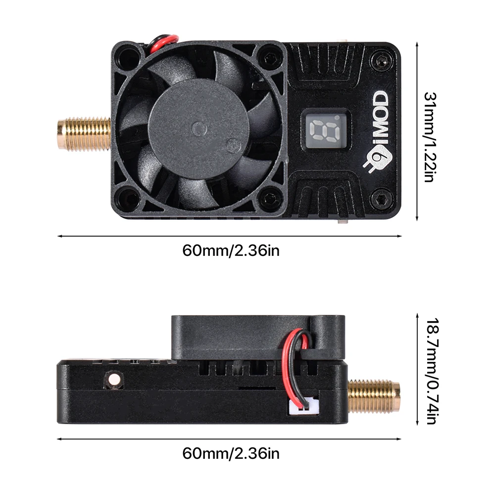 9IMOD 3.3G 2.5W FPV VTX Video Transmitter 7-36V CNC Shell Built-in Microphones for RC FPV Long Range Racing Drones DIY Parts