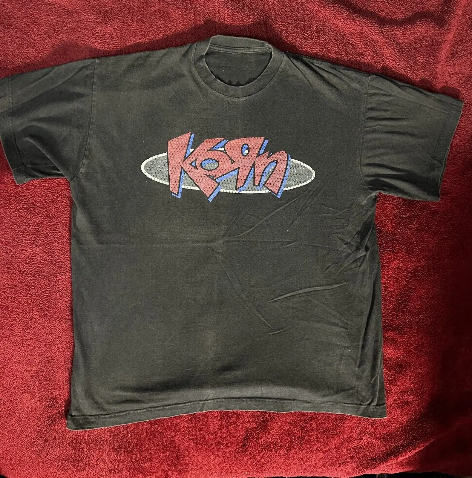 Vintage 90s Korn t shirt Graffiti Logo Faux breathable Mesh Sport Design