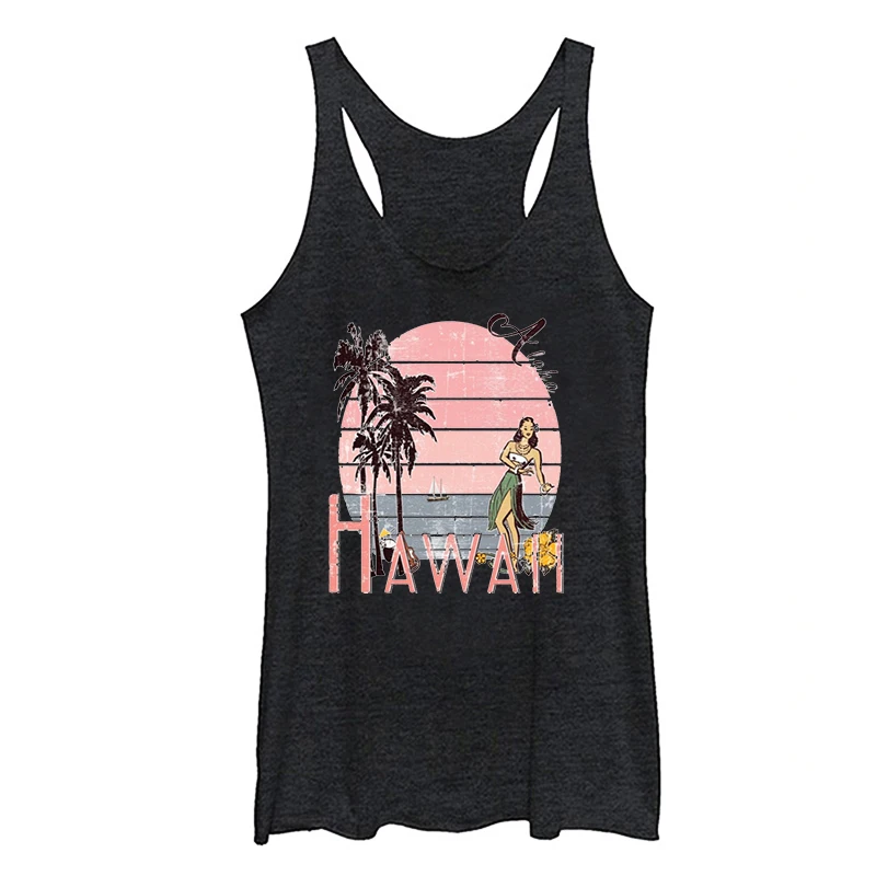 

Hawaii Shirt Aloha Tank Top Women Vacation White Top Summer 2023 Aloha Aesthetic Clothes American Retro Pink Top