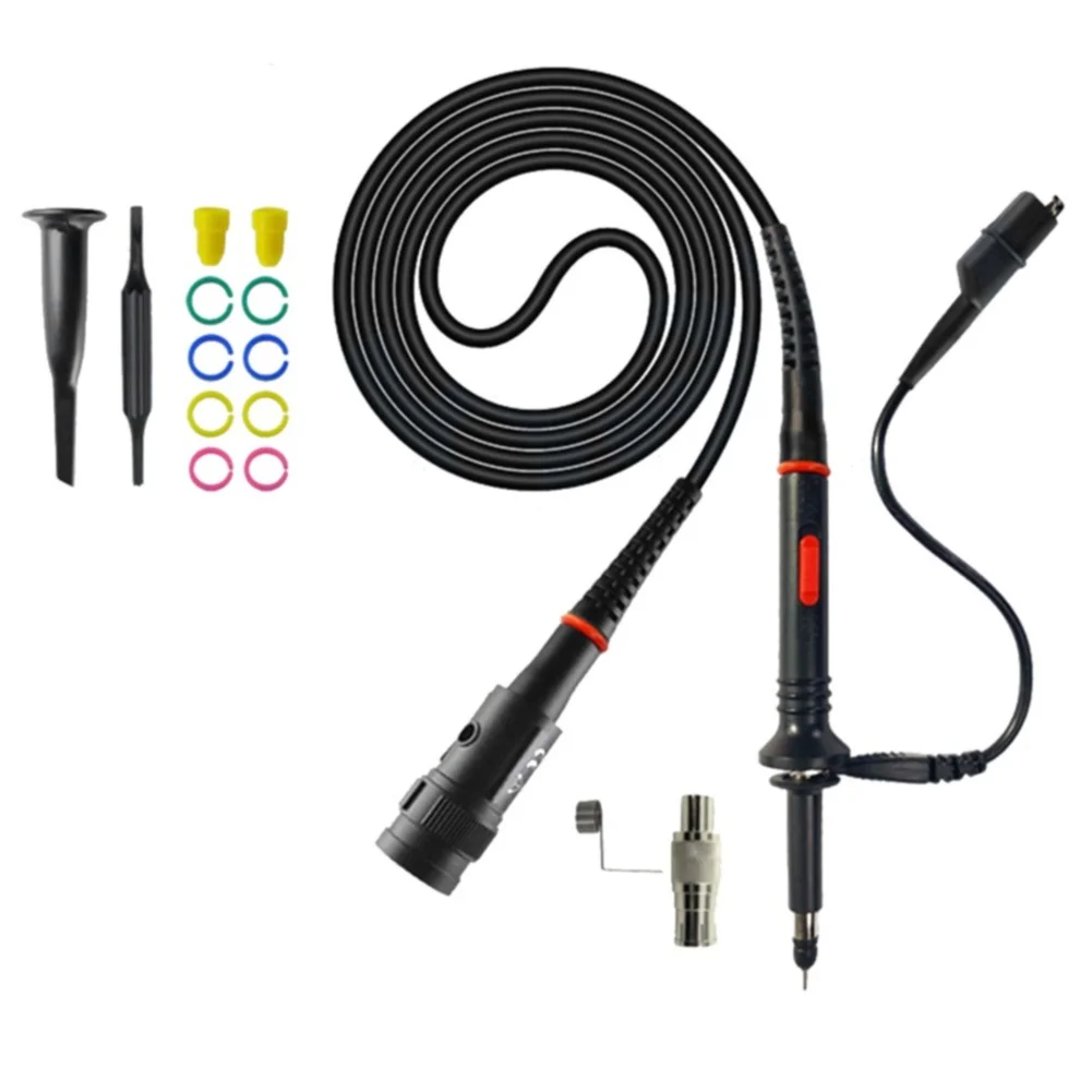 Adjustable Attenuation 200MHz Probe 200MHz Oscilloscope Probe Kit Cable Length 110cm Compensation Range 10 PF-35 PF