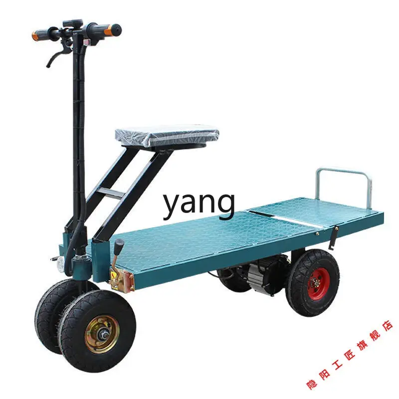 CX Electric Flat Truck Portable Hand Push Trolley Trailer Construction Site Greenhouse Carrying Vehicle