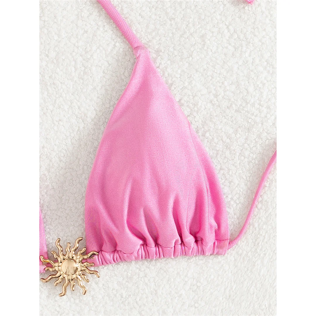 S - XL Neu mit Rock, Neckholder-Bikini, Damen-Badebekleidung, dreiteiliges Bikini-Set, Damen-Badeanzug, gepolsterter Badeanzug, Badebekleidung, Schwimmbekleidung V7266 – Detail 13