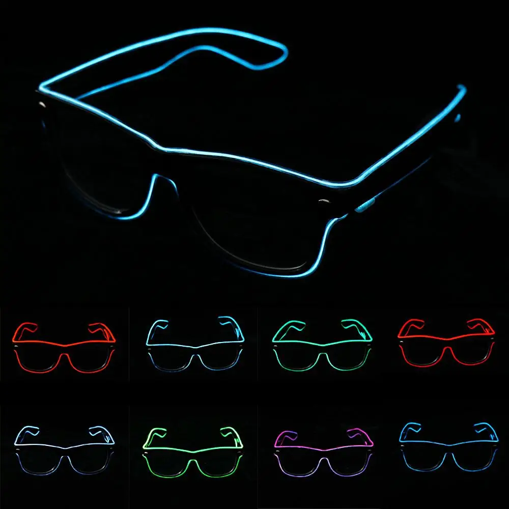 Novelty Gift Bright Light El Wire Glow Sunglasses Classic Light Up Neon Glasses Flashing Glasses Luminous Glasses Led Glasses