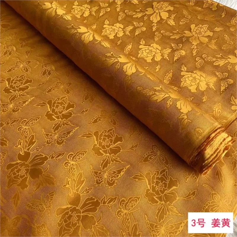 Tela de seda hueca Jacquard interweave a través del agujero cheongsam Hanfu