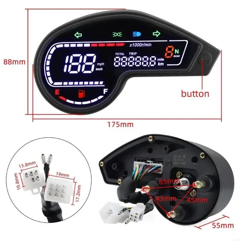 

X13D Replacement Accessory Motorcycle Digital Odometer Tachometer Speedometer