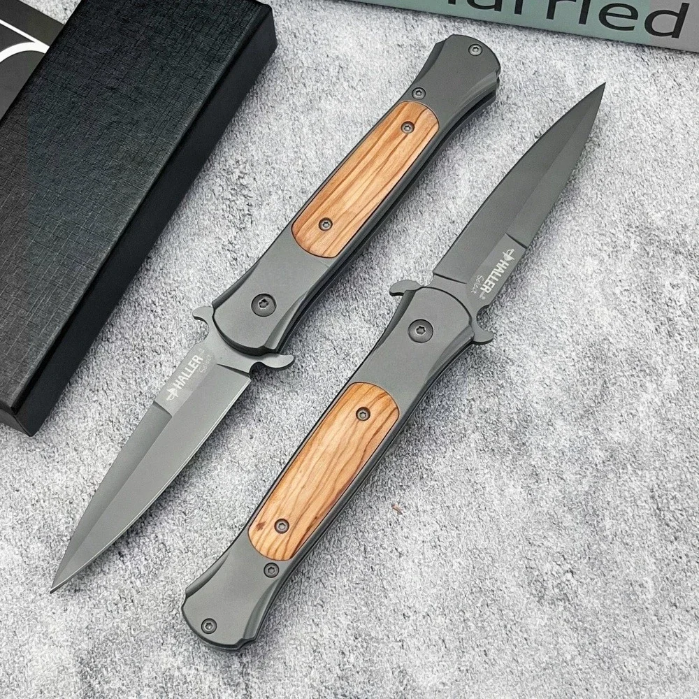 

440C Steel Blade 420 Steel Inlaid Olive Wood Handle Outdoor Camping Survival, Adventure Utility Cutting Knife Men's Gift