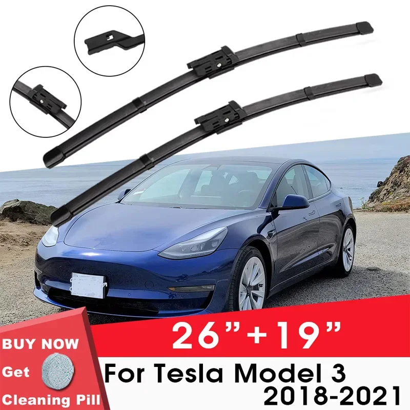 

Car Wipe Front Window Windshield Rubber Silicon Gel Refill Wiper For Tesla Model 3 2018-2021 26"+19" Car Accessories