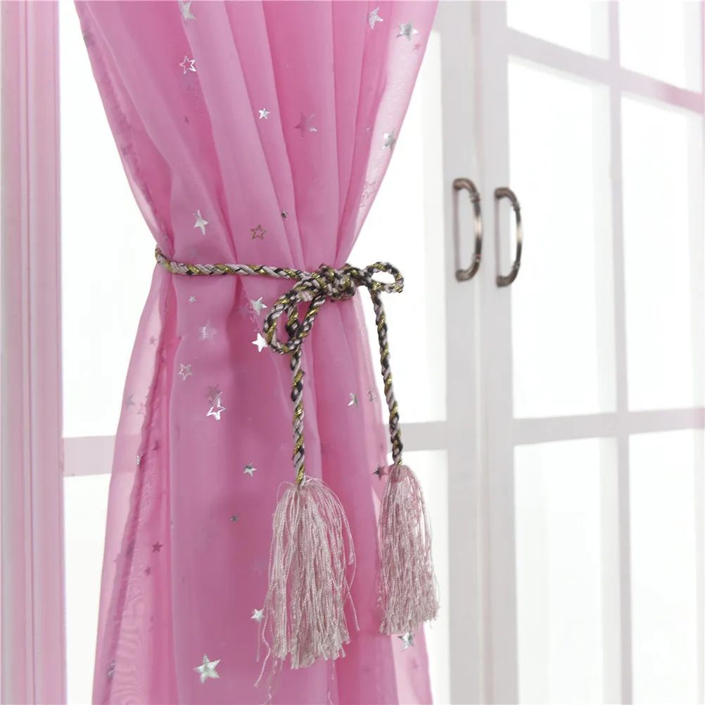 Boho Voile Curtains Pink 100x200cm Sheer Window Drapes for Bedroom Bathroom – Soft Sunlight Diffusing Home Decor