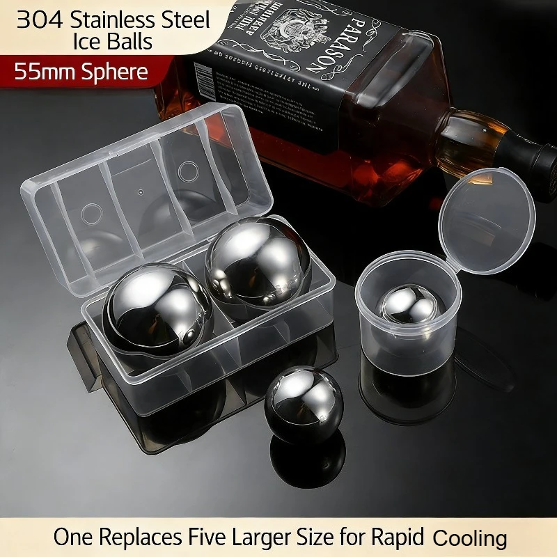 

304 Stainless Steel Ice Hockey Set Whiskey Frozen Ice Tartar Steel Ice Cubes Food Grade Material Reusable Long-lasting Cooling