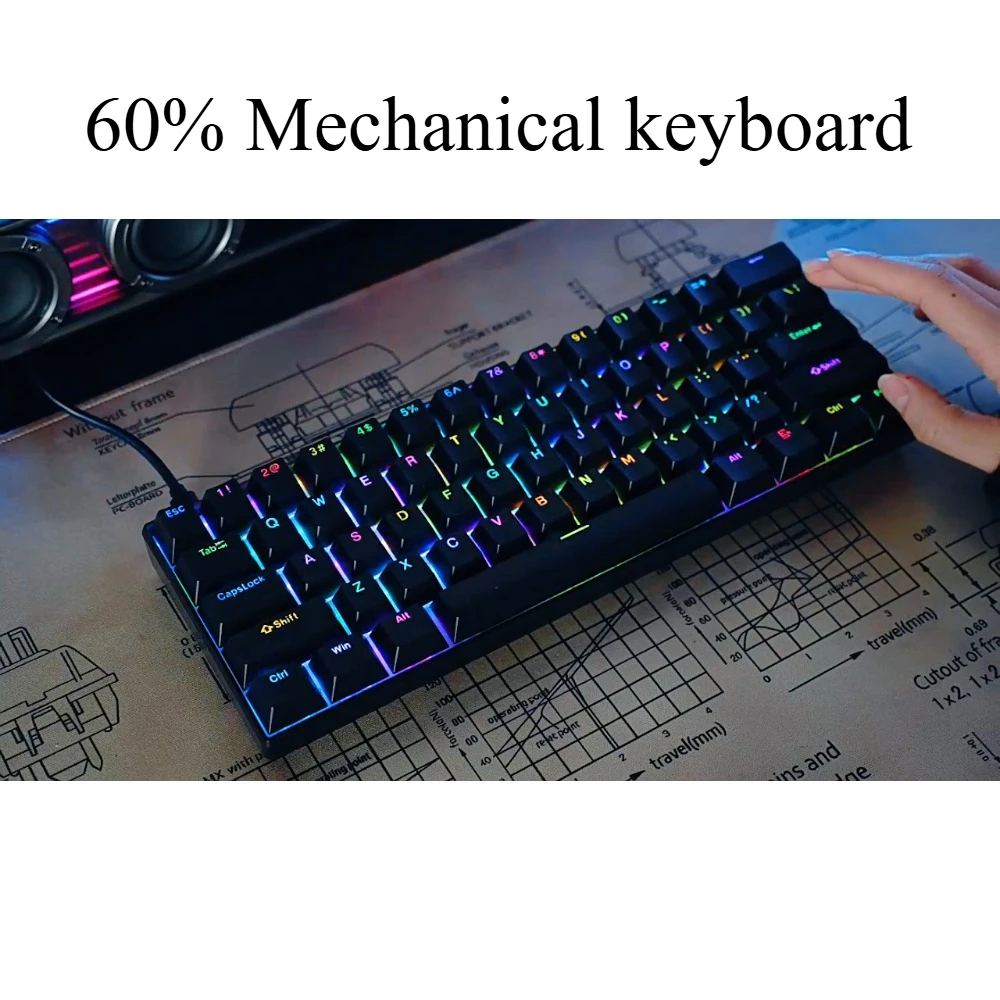 Teclado mecânico mechanical keyboard portable RGB PC Gamer keyboards 60% Mini Backlit usb teclados keypad white Black كيبورد