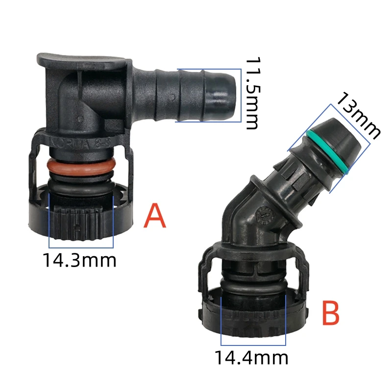 14mm-ID10 90 degree SAE 3/8 water pipe fittings auto Fuel line quick connector plastic female nylon connector 2pcs a lot