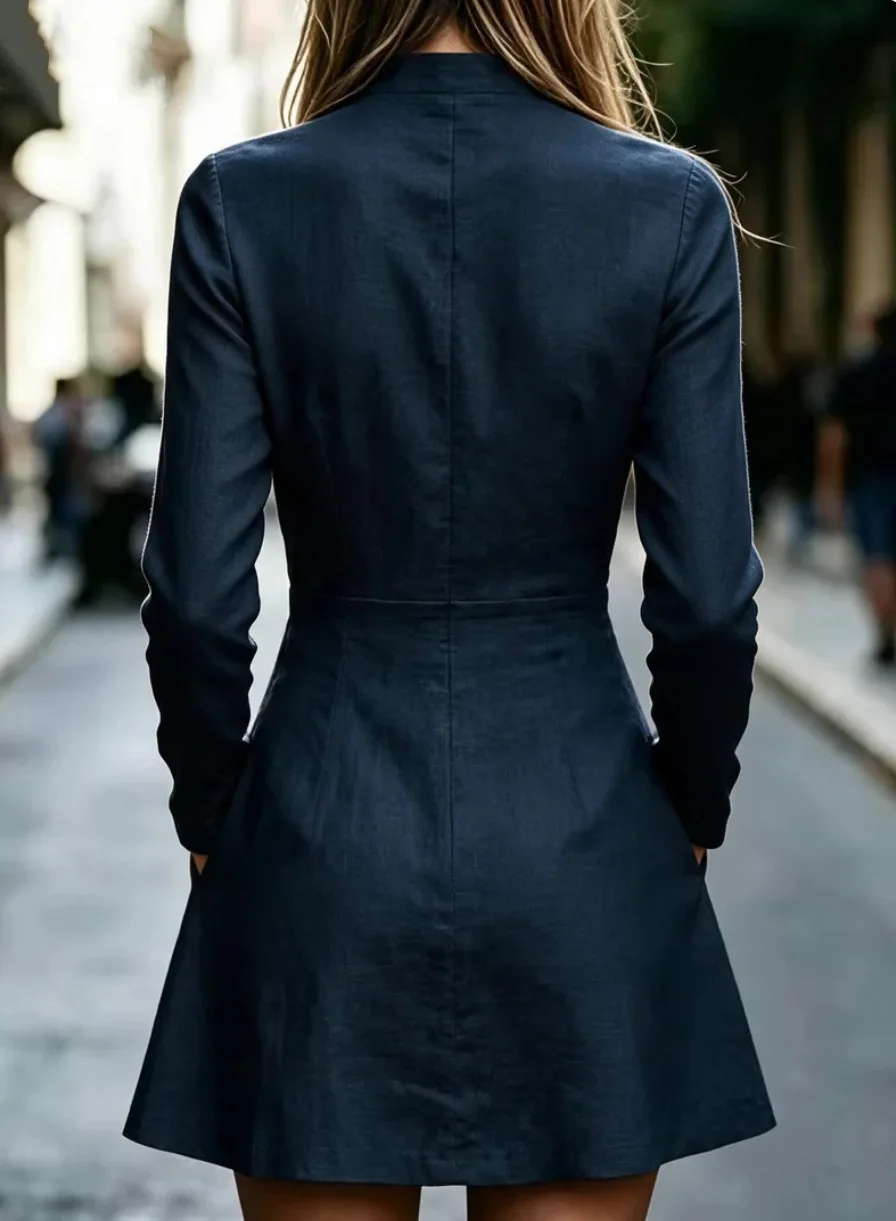 2026 Neue Damen-Minikleider Elegantes Strickkleid mit tiefem V-Ausschnitt, strukturiert, für den Alltag, Frühling, Damenmode, schlankmachend – Detail 8