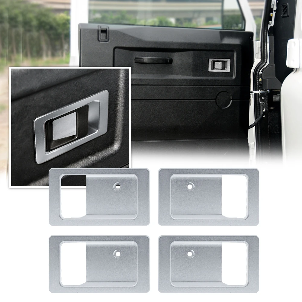 

Aluminum alloy Silver Car Inside Door bowl decoration cover For Land Rover Defender 90 110 2004-2018 Car Accessories