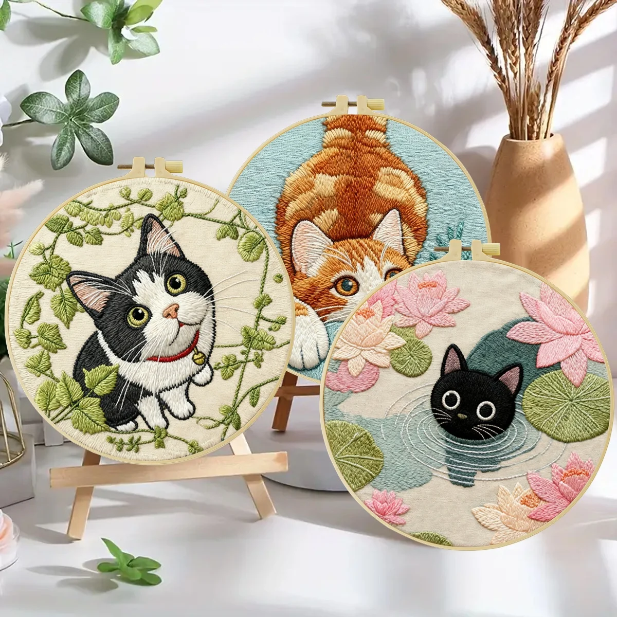 3-teiliges DIY-Stickmaterial-Set für Anfänger, inklusive Nadeln, Fäden, Stick-Starter-Kit, Kreuzstich-Kunst als Geschenk. – Detail 3