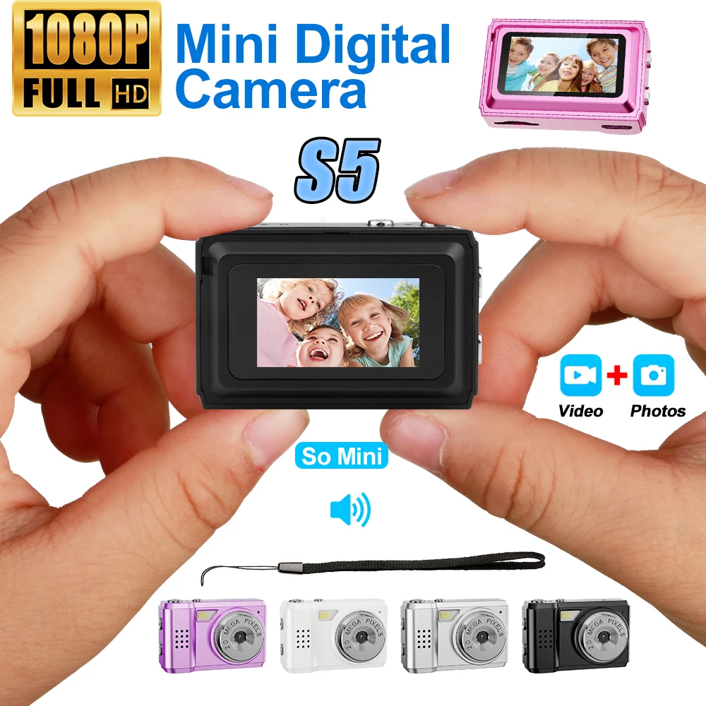 

S5 Retro Camera with LED Flash Light Mini Digital Camera With Speakers Portable Small Camera for Kids Students Travel Gift