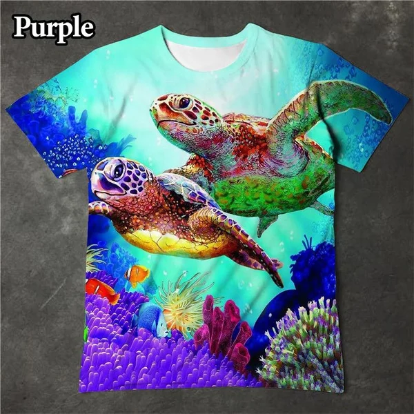 

Underwater World Cute Sea Turtle T-shirt 3D Printing Animal T-shirt Hip-hop Harajuku Men's Fashion Tee Shirt