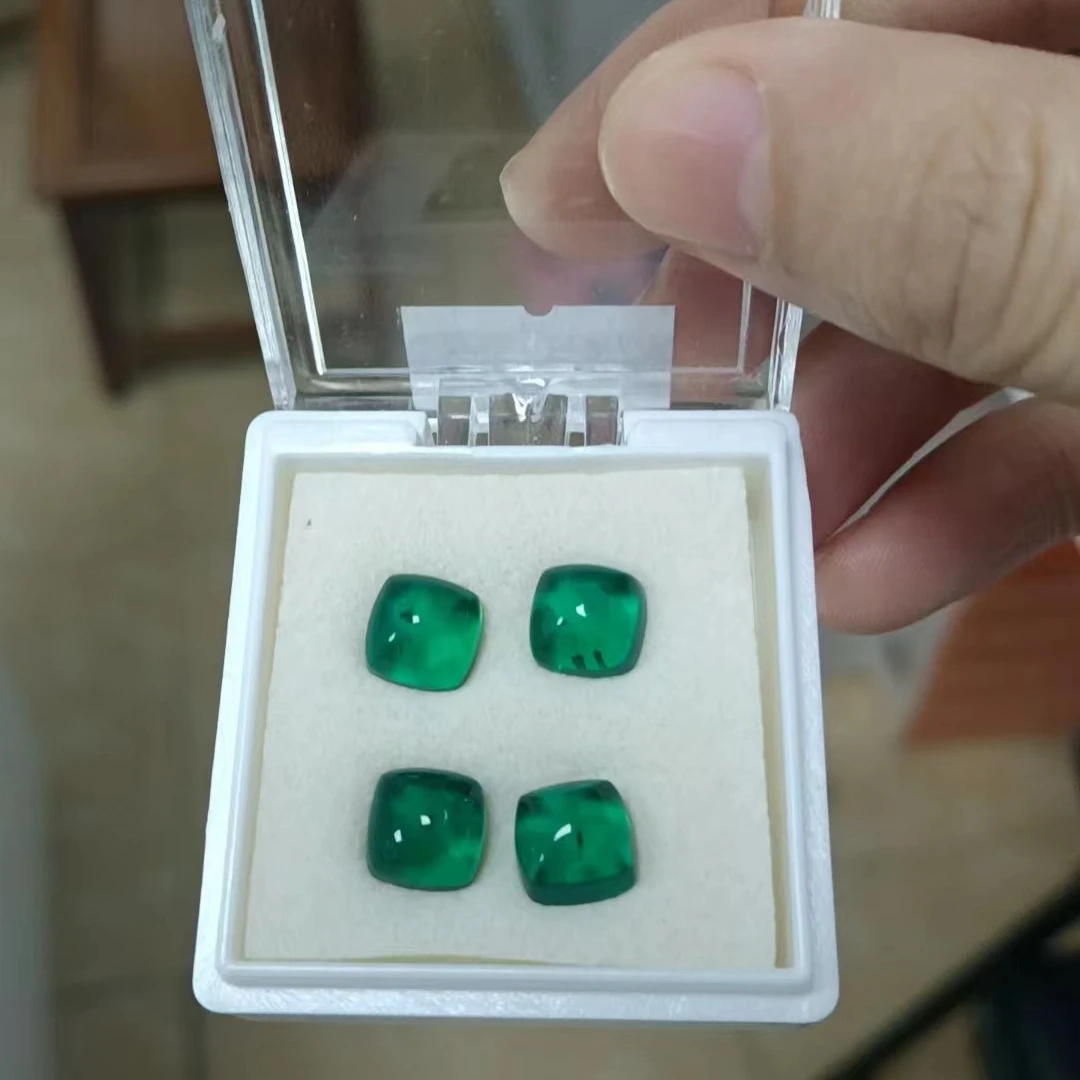 

2 шт./лот, выращенный в лаборатории, 8*8 мм, пирамидальная огранка, Замбия, зеленый изумруд для кольца