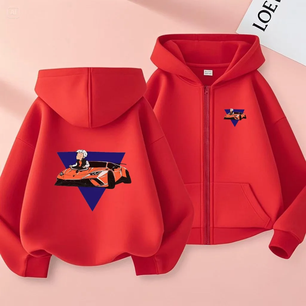 

Children Cartoon Anime A4 Sweatshirt Zipper Style Letter Hoodie Fashion Cardigan Girls Boy3-12Yrs Casual Sunshine Top Loose Coat