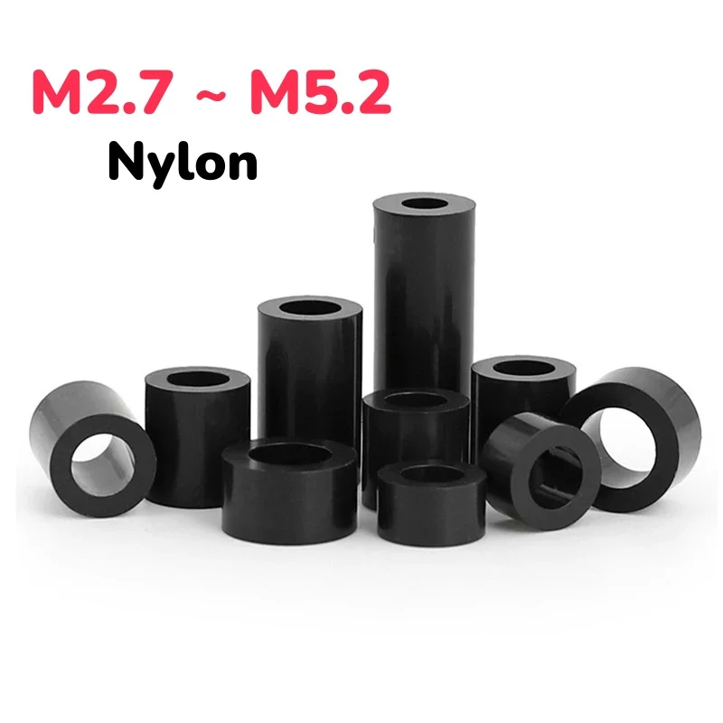 Black Nylon Plastic Insulation Non Threaded Motherboard Standoff Pc Board Spacer Cylindrical Spacer M2.7 M3.2 M4.2 M5.2