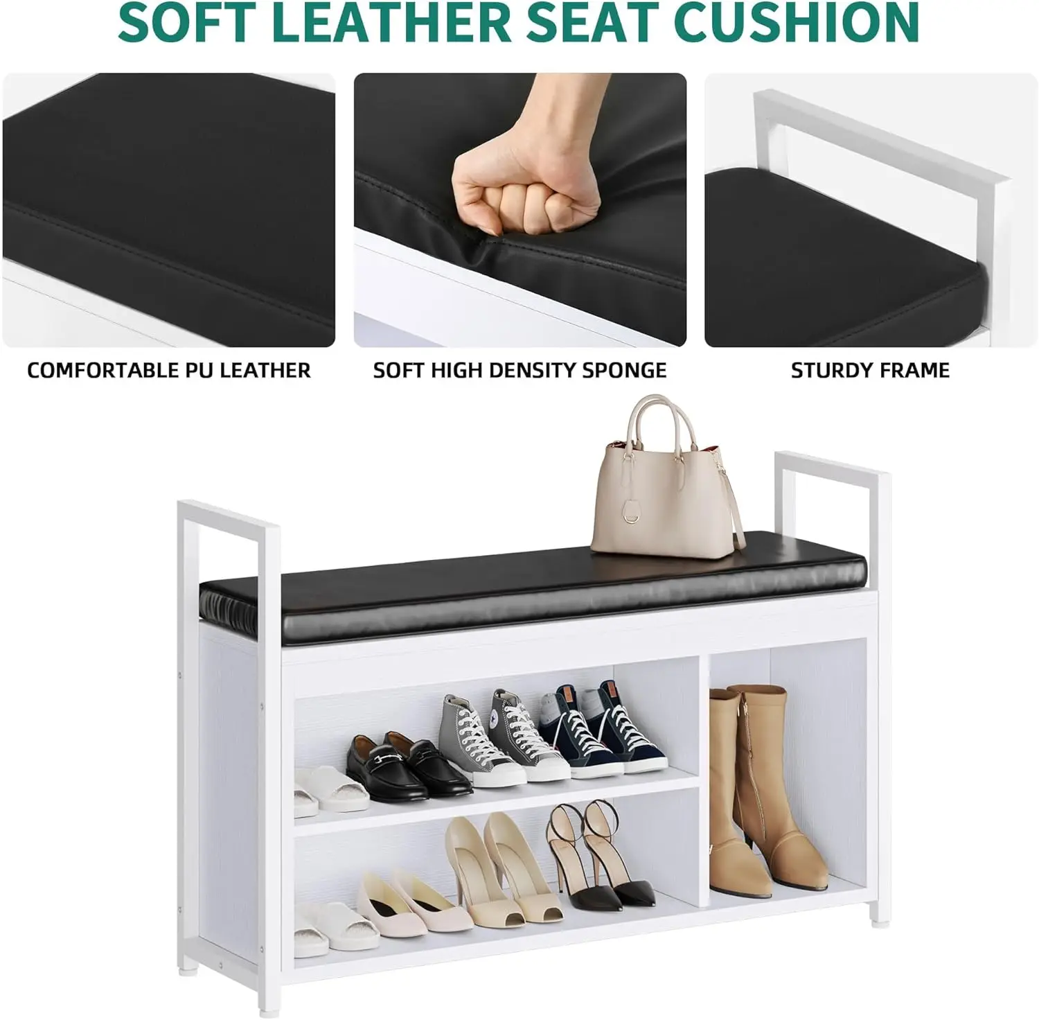 Coat Rack Shoe Bench Set, Wall Coat Rack with Shoe Storage, Industrial Entryway Shoe Bench with Coat Rack, 2 Storage Cubbies wit