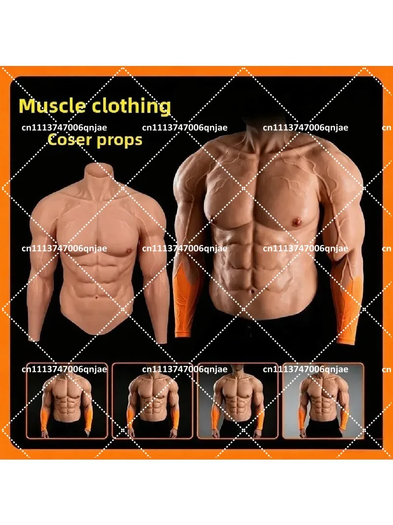 Realistic Silicone Muscle Chest and Abs Top with Lifelike Skin Texture for Cosplay and Costume