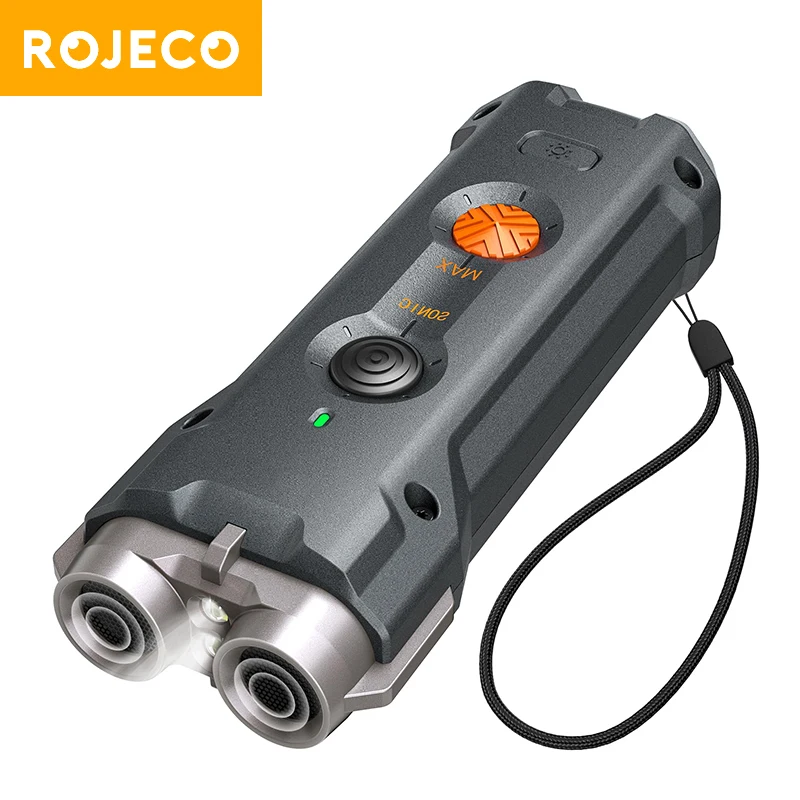 ROJECO 2 in 1 dispositivo di addestramento e antiabbaio repellente per cani ad ultrasuoni con torcia elettrica stop attacco repellente ricaricabile per cani