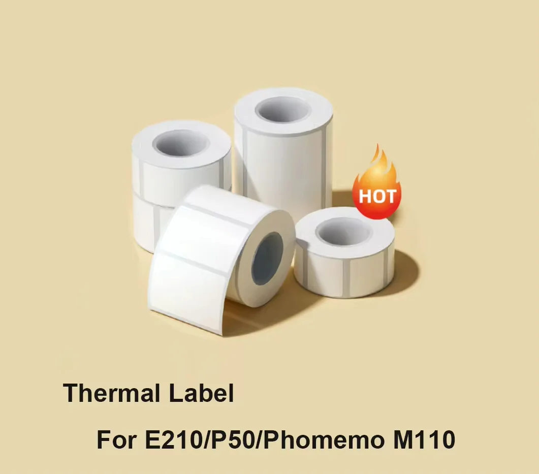 White Sticker Thermal Transparent Label Waterproof,Oil-proof Friction-resistant for E210/P50/M110 For Office Home Kitchen School