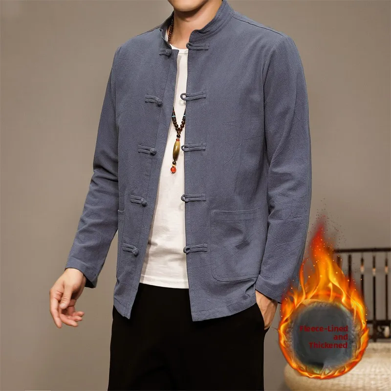 

Мужская рубашка Thiened Long Sve из хлопка и льна, молодежная, модная, зимняя, дышащая, на пуговицах, повседневная