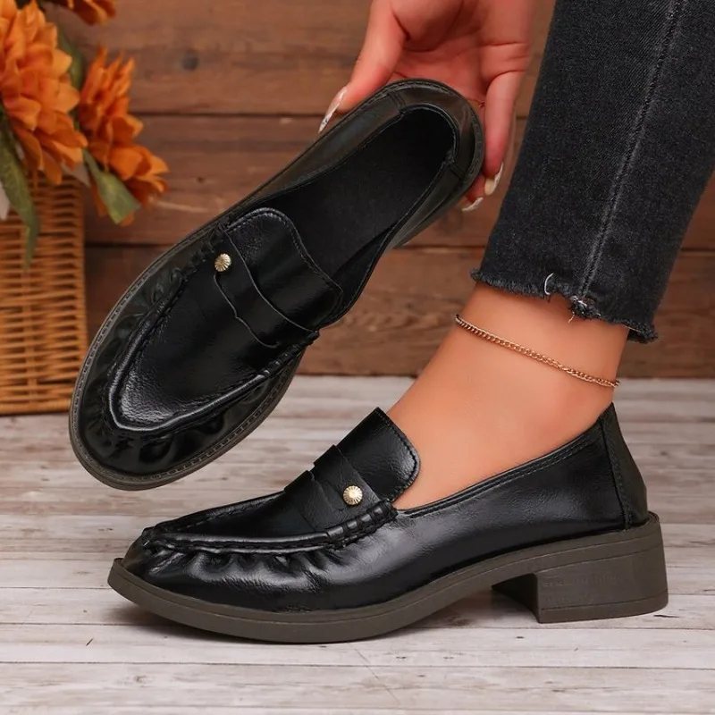 Women's Loafers Black Ruched Raised Seam Detail Slip on Comfortable Driving Shoes Casual Flat Heel Daily Wear Women's Flat Shoes