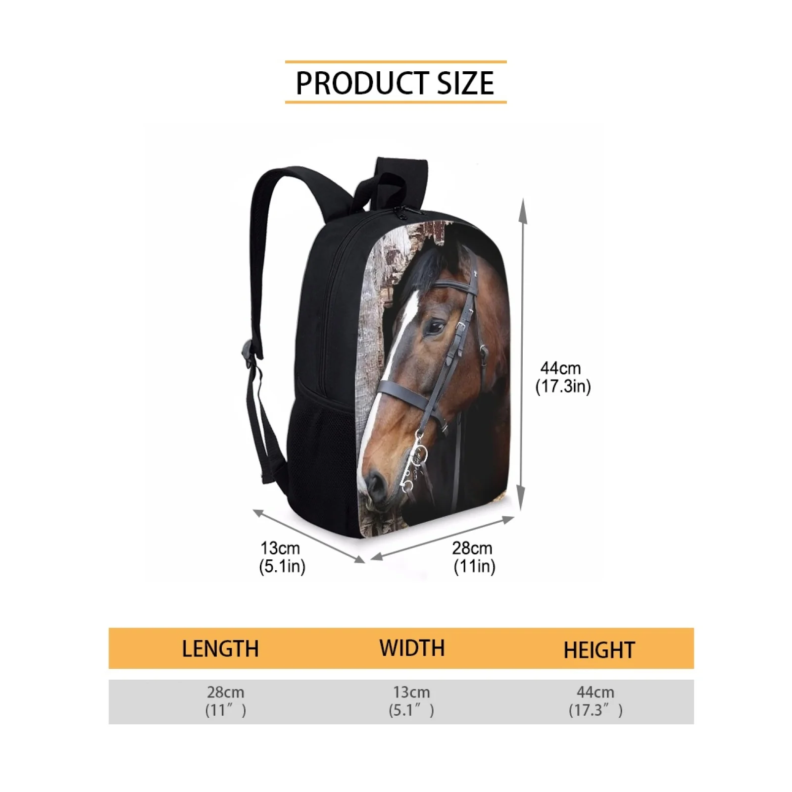 School Satchels Kids School Bags for Teenager Boy Girl Children Backpack Black Horse Print Bookbag Schoolbag Student Book Bag
