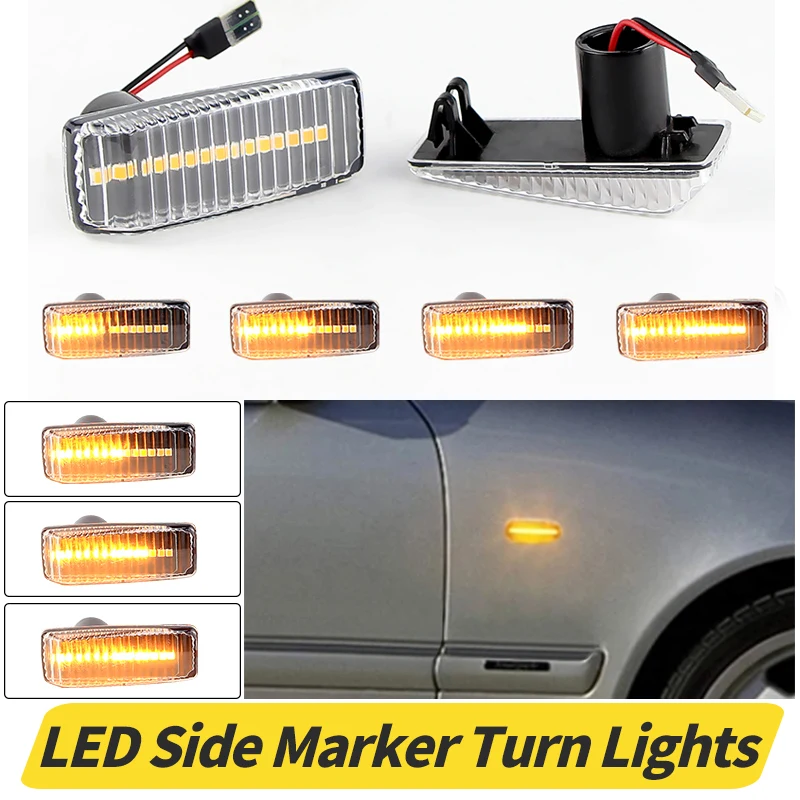 2Pcs LED Side Marker Fender Light Indicator Turn Signal Lamp For Mercedes-Benz W124 R129 W140 W202 W201 1248202321 2028201521