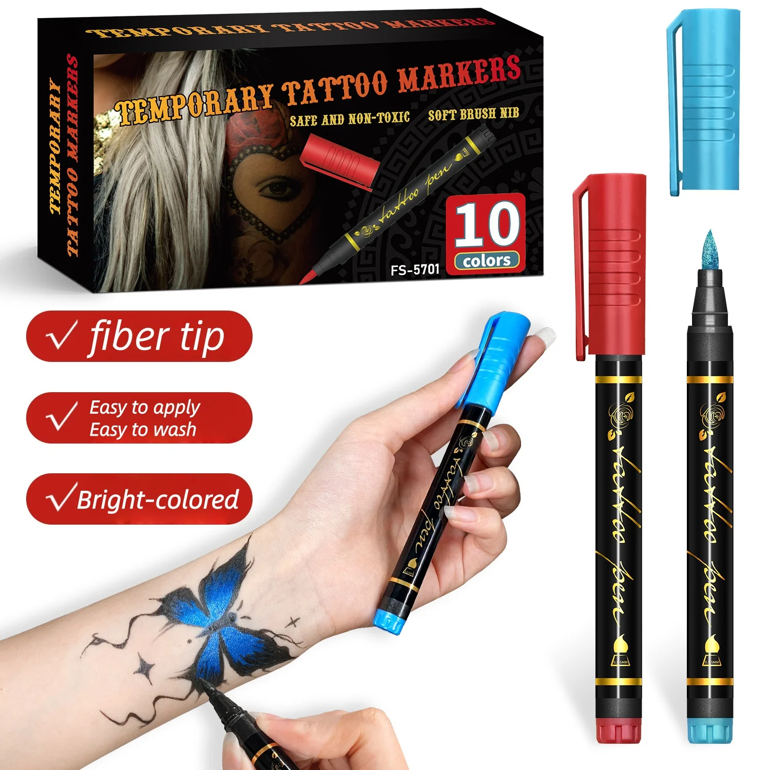 10PCS Skin Painting Face Paint For Beginners Human Body Graffiti Face Paint Marker Pens DIY Drawing Soft Brush Non-toxic