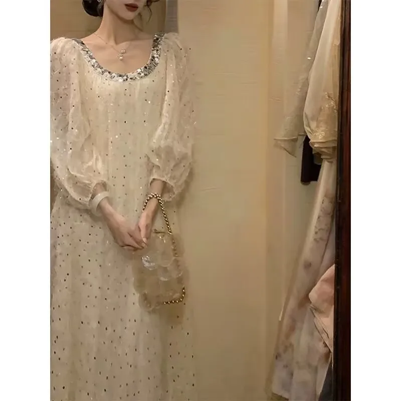 

Vintage French Lolita Elegant Winter Plush Dress - Cozy Oversized Maxi Dress for Women, Plus Size Available