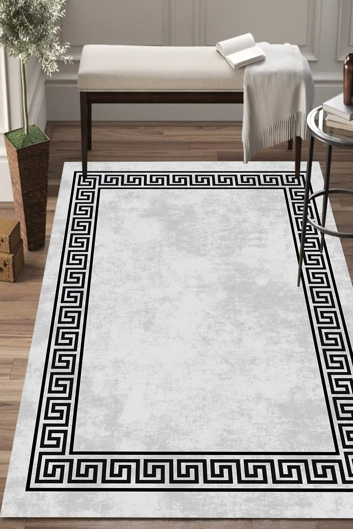 

DOLBOVI gray black lock digital printing washable non-slip base corridor carpet