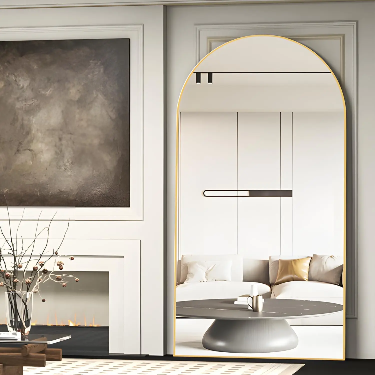 

198 x 96cm Oversized Full Length Mirror, Bedroom Floor Body Mirror with Stand Floor Mirror Standing Mirror for Bedroom Extra Lar