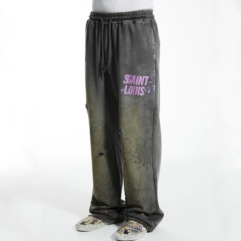 Yao Fashion Saint OF Micheal Casual Vintage Washed Old Men Pants Luxury Streetwear Loose Doodle Graphics Trousers Sweatpants