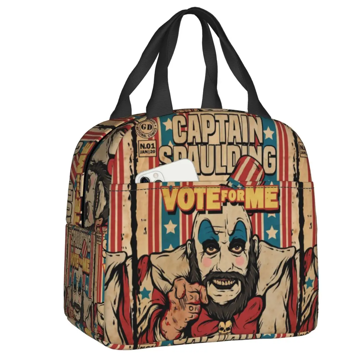 Captain Spaulding Insulated Lunch Bag for Women Horror Film House of 1000 Corpses Resuable Thermal Cooler Food Lunch Box School