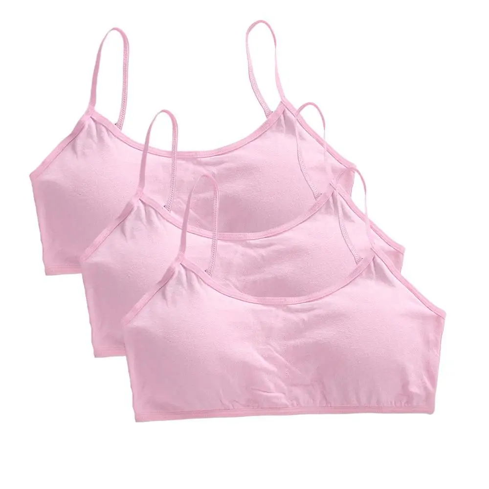 3 Stuks Tiener Meisjes Katoenen Tube Tops Jonge Kinderen Onderkleding Student Meisjes Draadloze Effen Kleur Bh Kinderen Sport Training Bh Vest