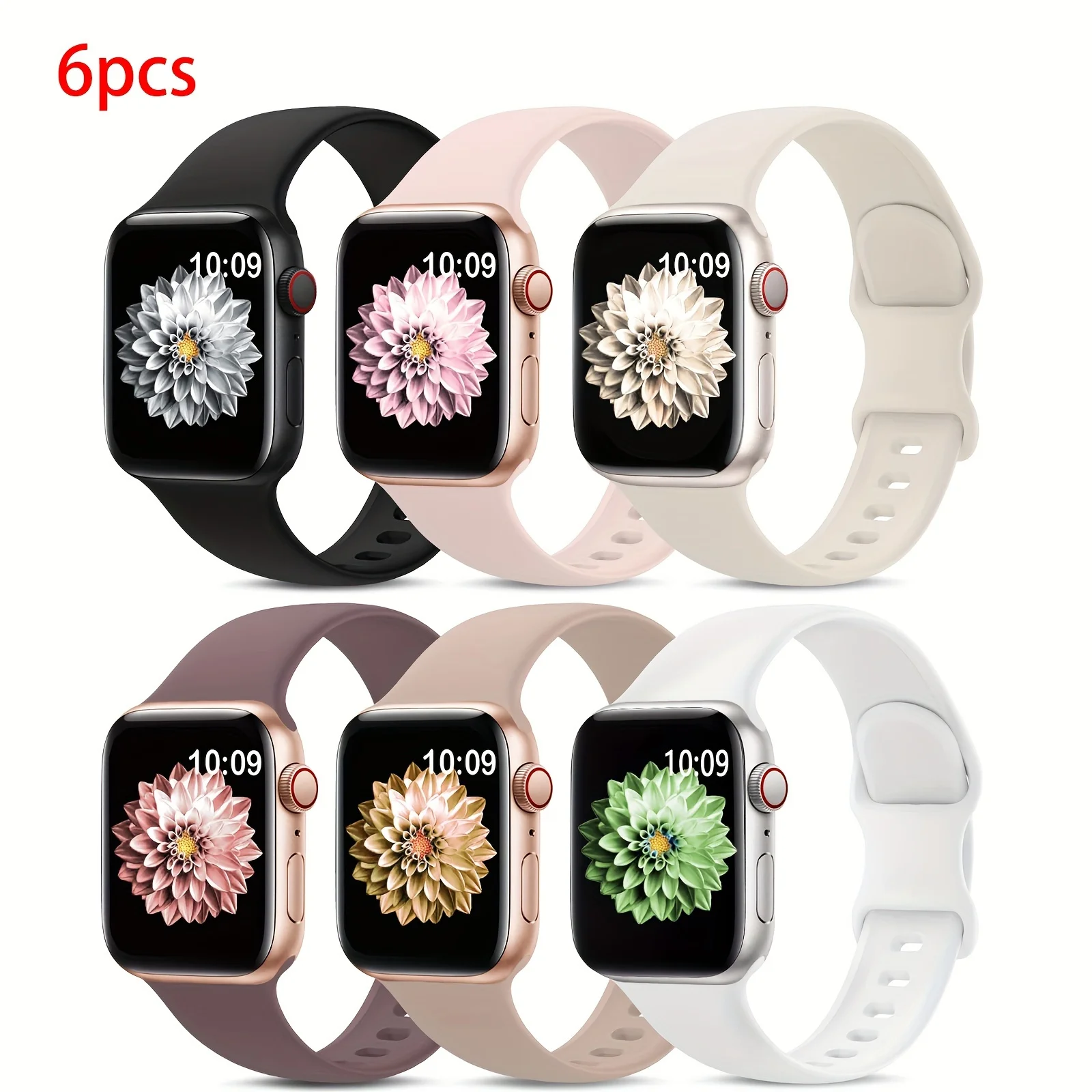 

6 шт., силиконовые ремешки для Apple Watch 38 40 41 42 44 45 49 мм