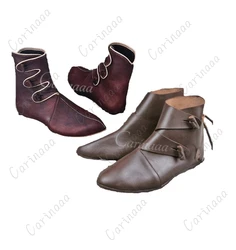 Medieval Viking Cosplay PU Leather Boots Pirate Paladin Knight Prince Halloween Costume for Men Shoes Fancy Party Prop