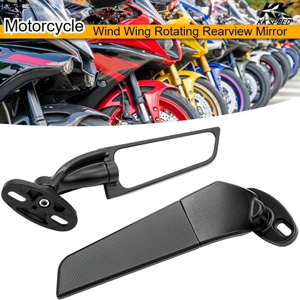 

8/10mm Motorcycle Wind Wing Rotating Rearview Mirror Side Accessories for YAMAHA Honda SUKUZI Kawasaki Ninja YZF R6 R1 CBR GSXR