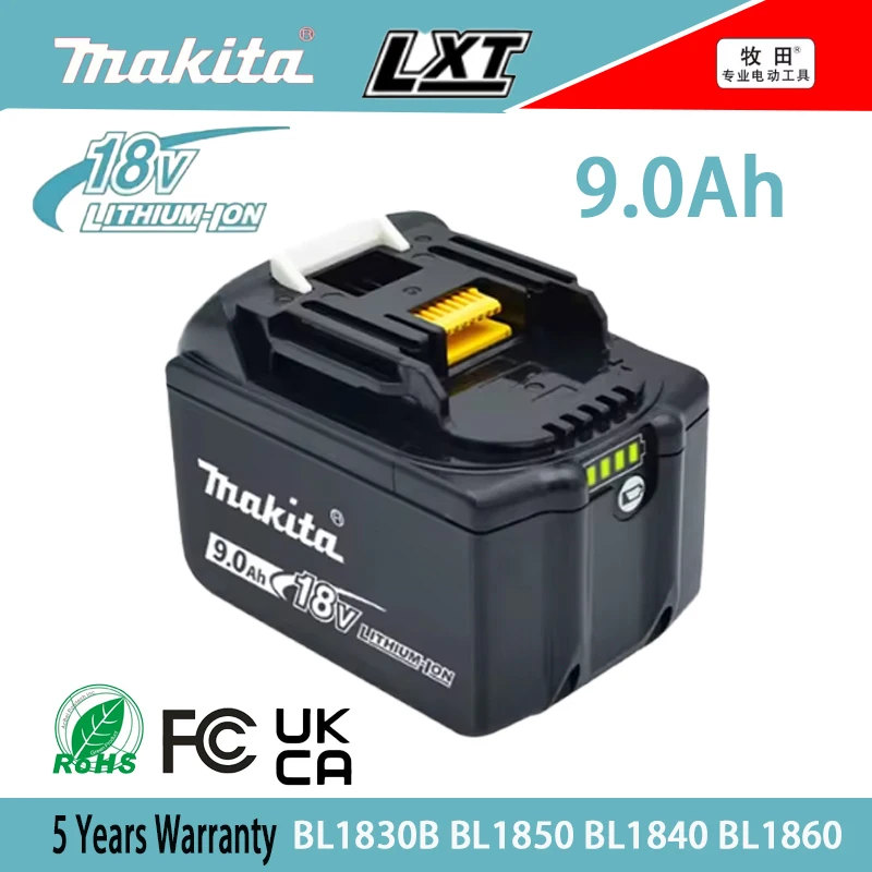 Bateria Makita18V 100% original 9.0Ah, substituída com ferramenta elétrica Makita BL1860 BL1850B BL1850 BL1840 BL1830 bateria recarregável