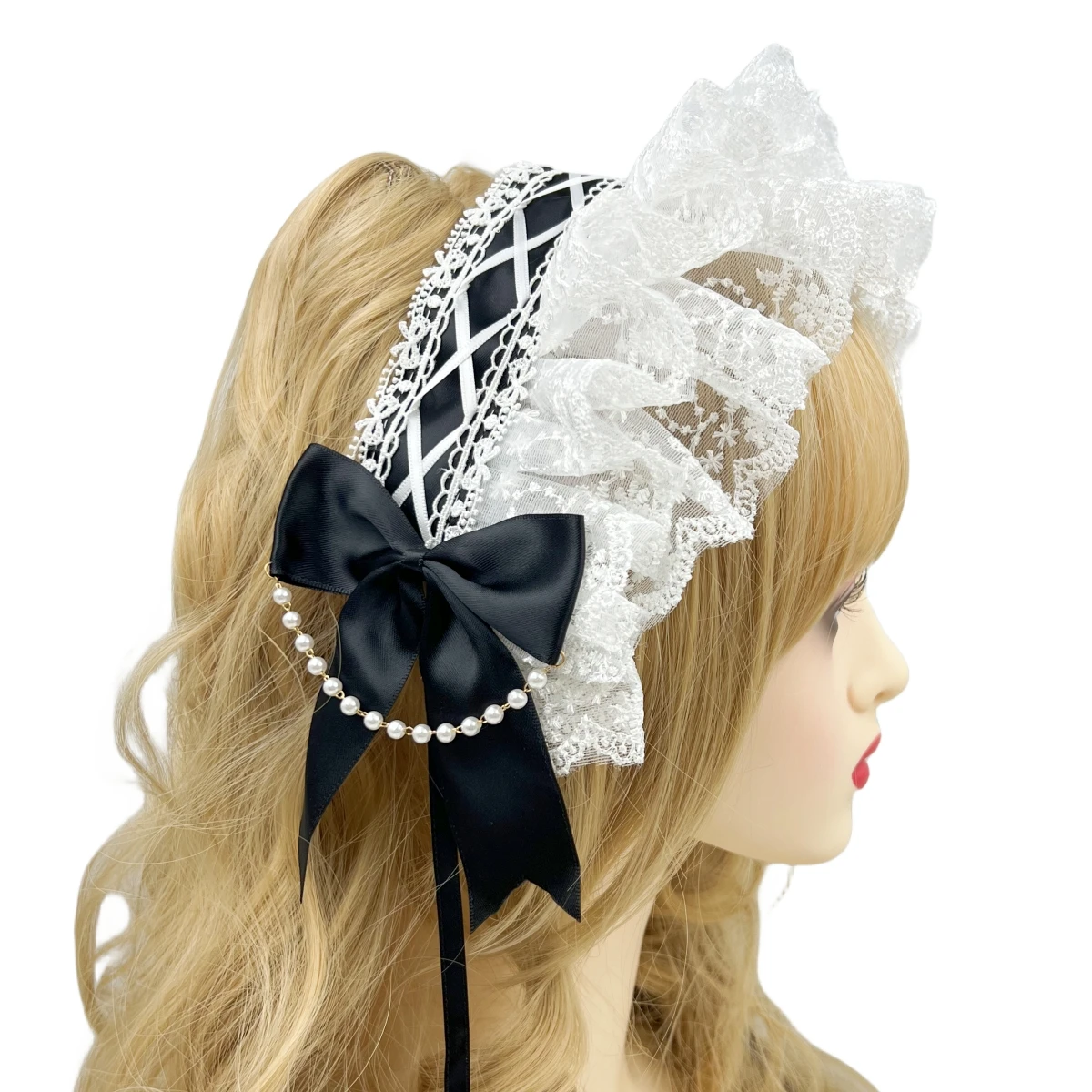 여성 소녀 달콤한 레이스 라인스톤 로리타 헤어밴드 헤드드레스 애니메이션 메이드 코스프레 헤어웨어 헤어피스 헤어 액세서리