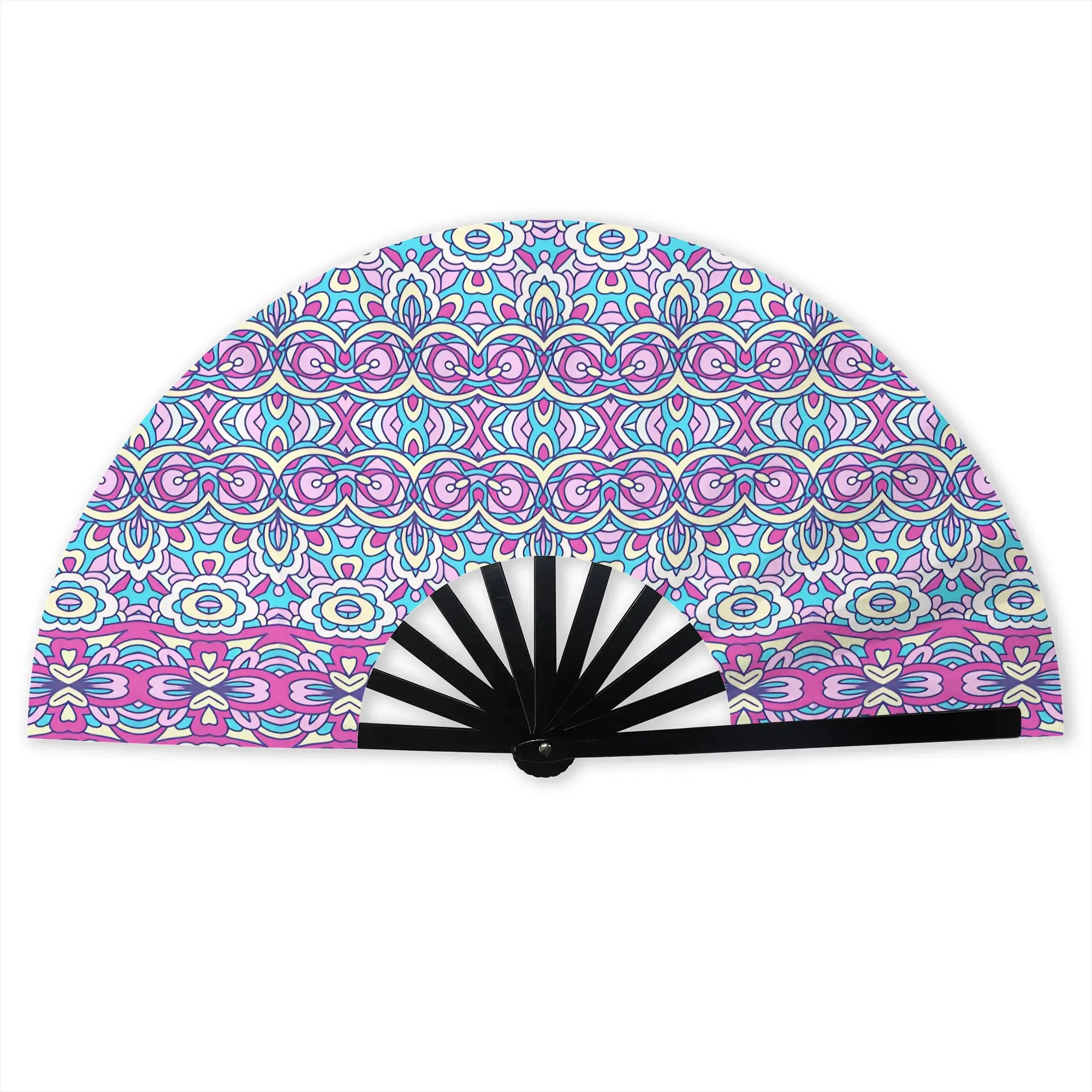 Bohemian Ethnic Style Hand Fan Promotional Gift Party Geometric Floral Mandala Durable Folding Fans Novelty Bulk Pack Fan