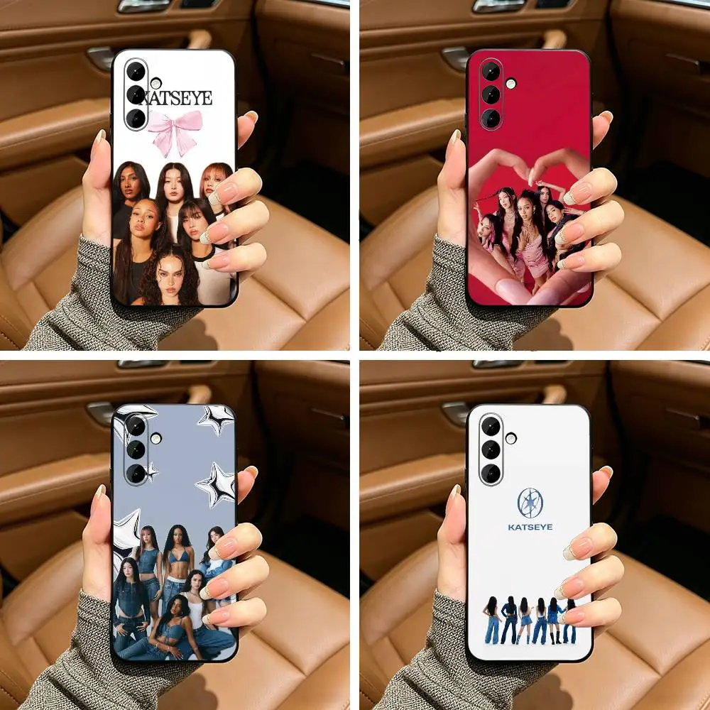 KATSEYE Music Group Schwarze weiche Silikon-Handyhülle für Samsung Galaxy A73, A71, A72, A70, A53, A52, A51